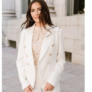 Rachel Parcell White Double Breasted Blazer Jacket